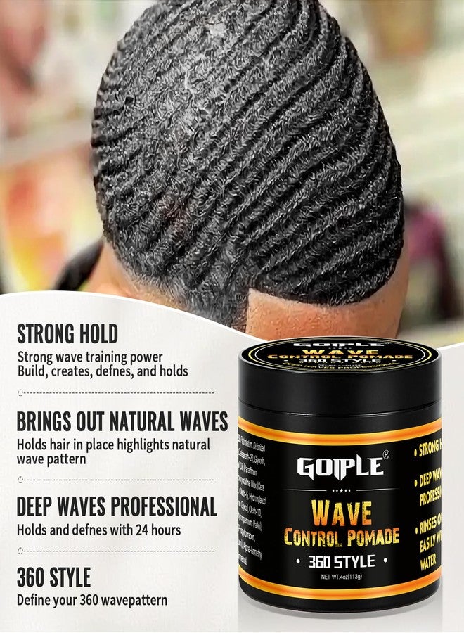 Goiple Natural Wave Pomade Strong Hold Easy Wash 360 Wave Training Hair Cream - Waves Grease for Men Water-Based Hair Cream Moisture Control - 360 Waves Wash Shampoo Enhance Waves Hair Shampoo for Black Men - Image 5